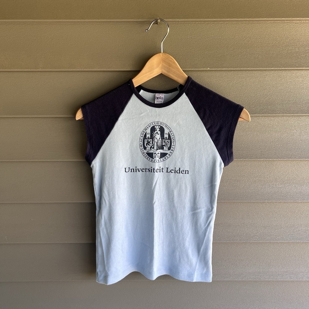 Unicersity Leiden Womens Small Baby Tee Raglan Blue Netherlands